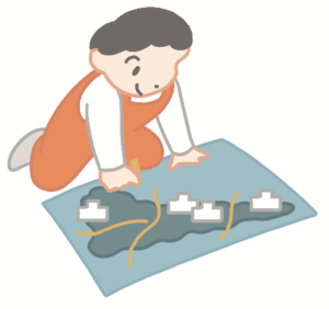 新しい通学区域を考えている様子
