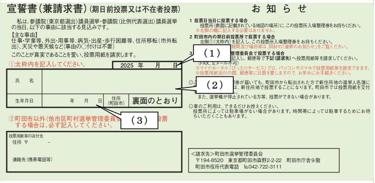 宣誓書(記入例)