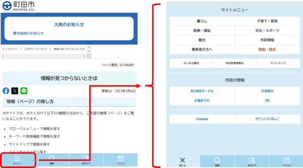 スマホ版グローバルナビの画像