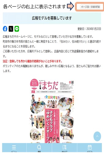 ページ番号は、各ページの右上に表示されます