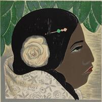 竹田鎭三郎 《トトナカの娘》 1974年、リトグラフ、町田市立国際版画美術館蔵