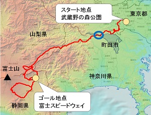 自転車競技ロードレースコース全体図（男子）