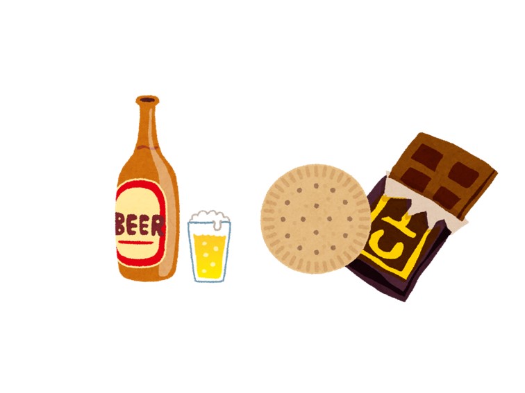 ビールやお菓子のイラスト