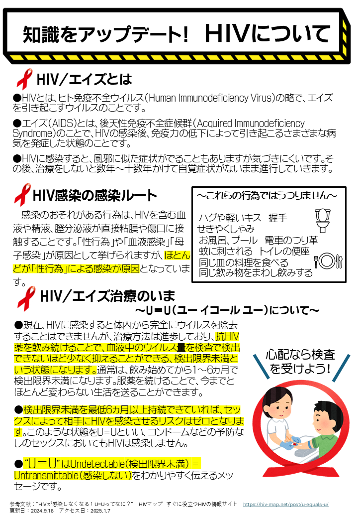 HIVに関する最新の情報です。