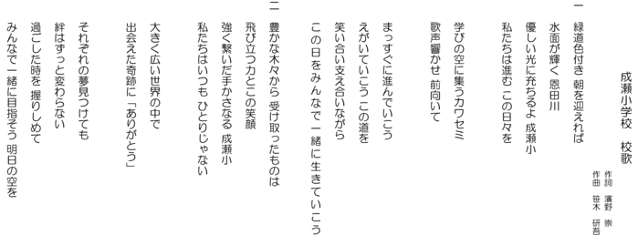 成瀬小学校校歌