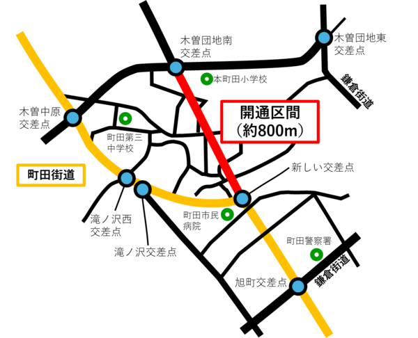 町田3・3・36号開通案内図