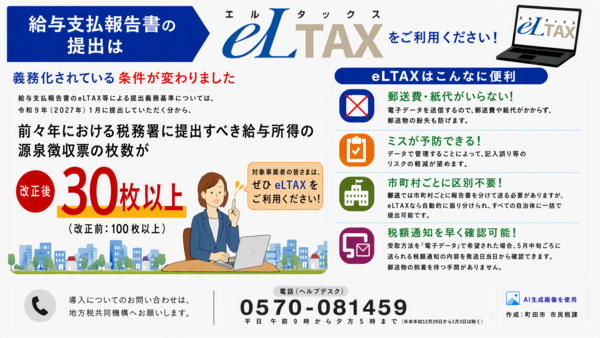 給与支払報告書の提出はeLTAXをご利用ください