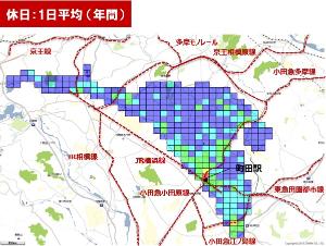 1日あたりの帰宅距離20km以上の流動者数（休日）