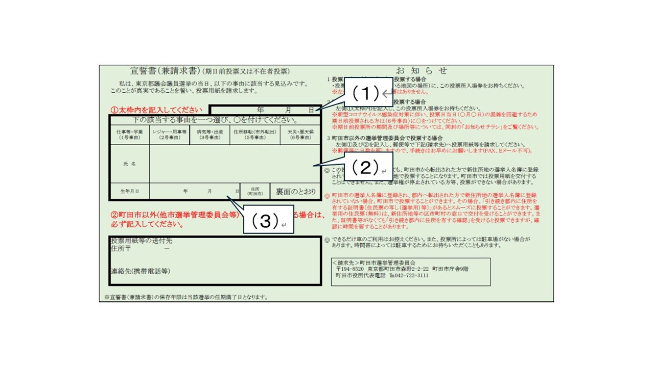 宣誓書(記入例)