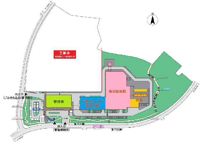 町田市バイオエネルギーセンターの全体平面図
